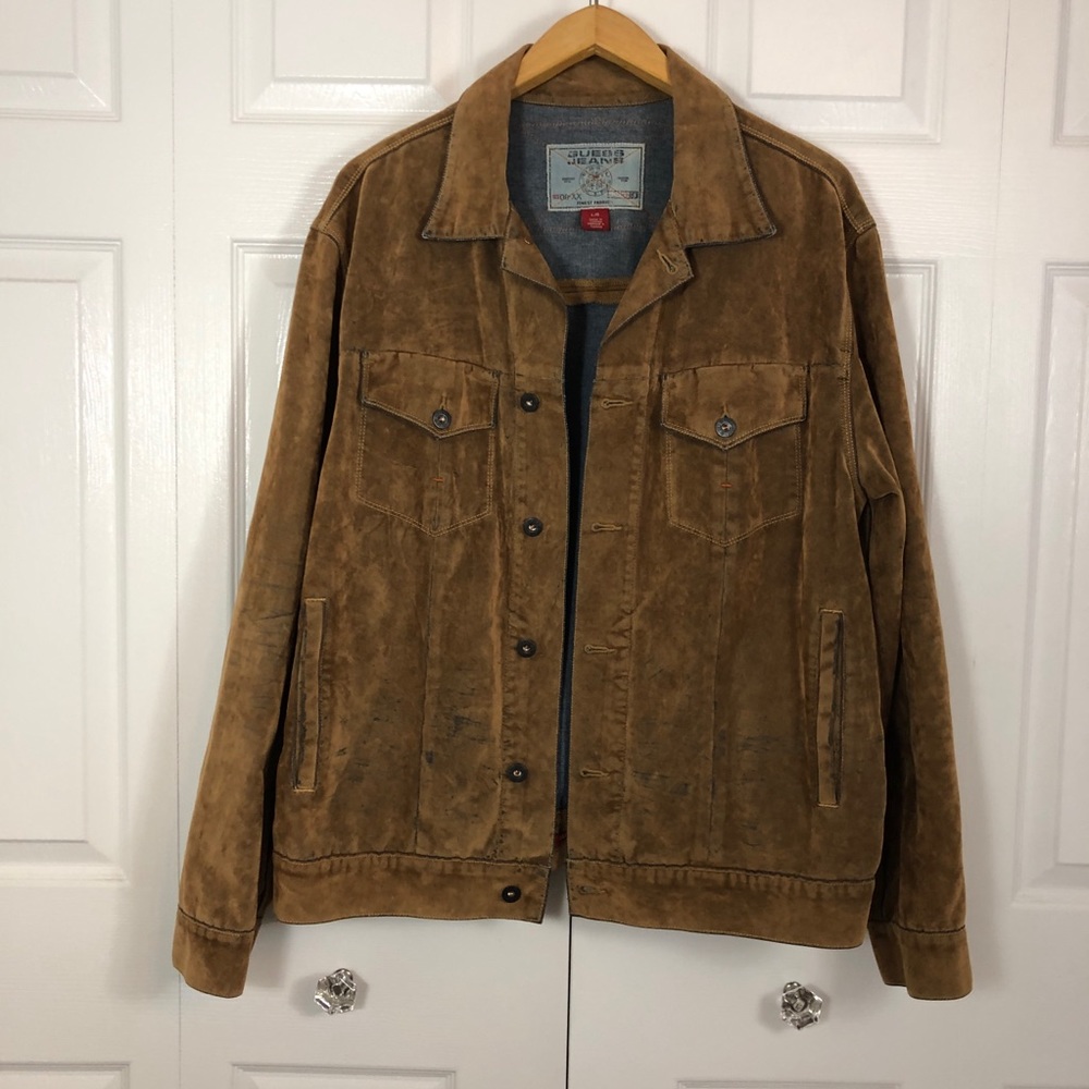 Guess Vintage Distressed Brown Jacket Large